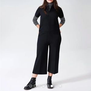 Black stretch cotton jumpsuit